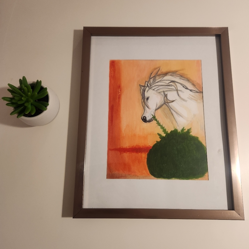 Horse painting framed